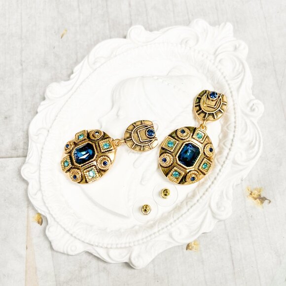 Blue Crystal Earrings, Bridal Crystal Earrings, Bridesmaids Crystal Earrings - Picture 2 of 11